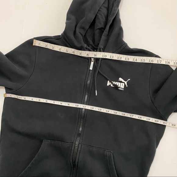 PUMA Black Hooded Zip Up Sweatshirt Jacket Coat Small Unisex  Casual - Picture 13 of 16